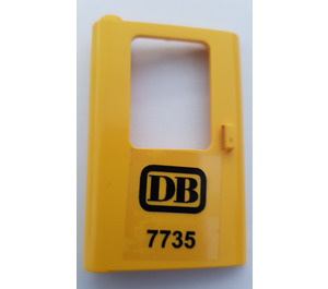 LEGO Yellow Door 1 x 4 x 5 Train Left with Black DB 7735 Sticker (4181)