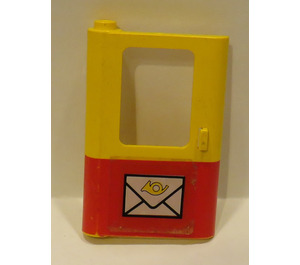 LEGO Yellow Door 1 x 4 x 5 Train Left with Postal Horn Sticker (4181 / 43967)