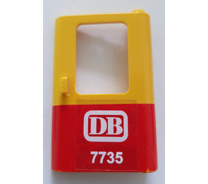 LEGO Jaune Porte 1 x 4 x 5 Train Droite avec rouge Bas Demi et DB 7735 Autocollant (4182)