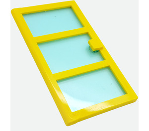 LEGO Yellow Door 1 x 4 x 6 with 3 Panes and Transparent Light Blue Glass (76041)