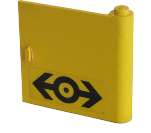 LEGO Giallo Porta 1 x 5 x 4 Destra con Grande Nero Treno logo Adesivo con maniglia spessa (3194)