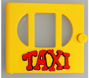 LEGO Yellow Door 1 x 6 x 5 Fabuland with 3 Windows with "TAXI" Sticker