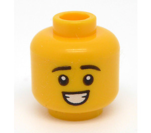 LEGO Geel Dubbele Sided Hoofd met Smile en Raised Eyebrows (Verzonken Solid Stud) (3626)