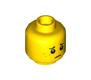 LEGO Yellow Dual Sided Child Head with Freckles with Sad Expression / Smiling (Recessed Solid Stud) (3626 / 96004)