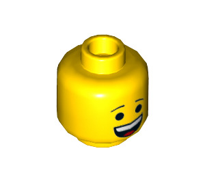 LEGO Yellow Dual Sided Emmet Head with Open Mouth with Teeth and Happy / Serious Face (Recessed Solid Stud) (3626 / 44209)