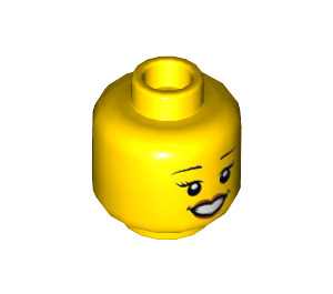 LEGO Geel Dual-Sided Female Hoofd met Open Smile met Tanden / Laughing met gesloten Ogen (Verzonken Solid Stud) (3626 / 56785)