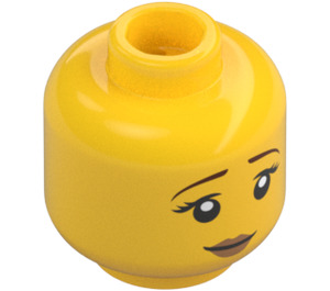 LEGO Žlutá Oboustranné ženský Hlava s Worried / Scared Tvář (Zapuštěný pevný cvoček) (3626 / 23177)