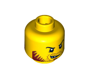 LEGO Yellow Dual Sided Head with Angry Scowl with Dark Red Beard/Stubble (Recessed Solid Stud) (14352 / 16692)