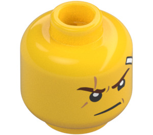 LEGO Amarillo Doble cara Kai Cabeza con Scar y Bandage Strip (Espiga sólida hueca) (3626 / 33812)