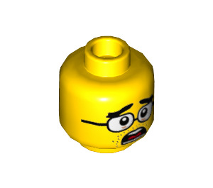 LEGO Gelb Dual-Sided Männlich Kopf mit Brille, Dick Eyebrows, Stoppel und Scared / Serious Gesicht (Vertiefte feste Noppen) (3626 / 36435)