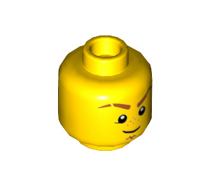 LEGO Geel Dual-Sided Minifig Hoofd met Dark Oranje Eyebrows en Goatee (Verzonken Solid Stud) (3626 / 23772)