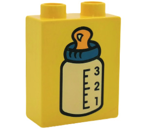 LEGO Yellow Duplo Brick 1 x 2 x 2 with Baby Bottle without Bottom Tube (4066)