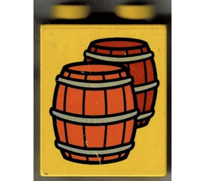 LEGO Yellow Duplo Brick 1 x 2 x 2 with Barrels without Bottom Tube (4066)