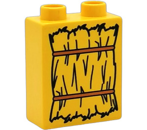 LEGO Yellow Duplo Brick 1 x 2 x 2 with Bundle of Hay without Bottom Tube (4066 / 42657)