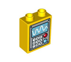 LEGO Yellow Duplo Brick 1 x 2 x 2 with Number keypad  with Bottom Tube (15847 / 29006)