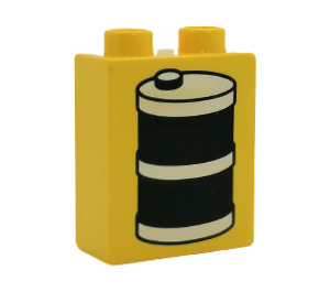 LEGO Yellow Duplo Brick 1 x 2 x 2 with Oil Barrel without Bottom Tube (4066)