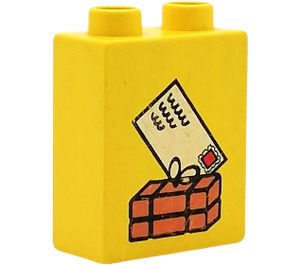LEGO Yellow Duplo Brick 1 x 2 x 2 with Package and Envelope without Bottom Tube (4066 / 42657)