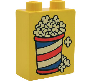 LEGO Yellow Duplo Brick 1 x 2 x 2 with Popcorn without Bottom Tube (4066)