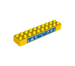 LEGO Yellow Duplo Brick 2 x 10 with Overhead road signs (2291 / 89957)