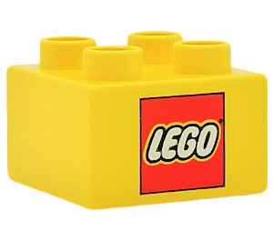 LEGO Yellow Duplo Brick 2 x 2 with Lego logo (3437)