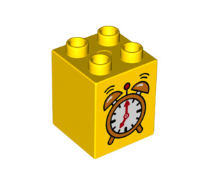 LEGO Yellow Duplo Brick 2 x 2 x 2 with Alarm Clock (19421 / 31110)