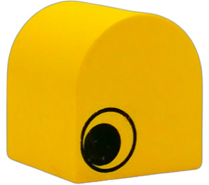 LEGO Yellow Duplo Brick 2 x 2 x 2 with Curved Top with Eye Pattern on Two Sides (3664)