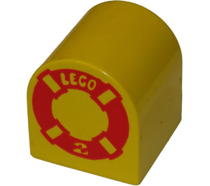 LEGO Yellow Duplo Brick 2 x 2 x 2 with Curved Top with Life Ring (3664)