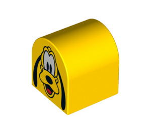 LEGO Yellow Duplo Brick 2 x 2 x 2 with Curved Top with Pluto (3664 / 13131)