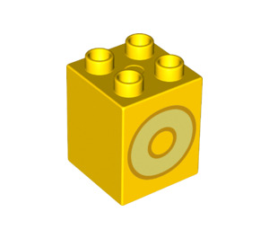 LEGO Gelb Duplo Backstein 2 x 2 x 2 mit Letter "O" Dekoration (31110 / 65935)