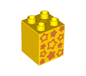 LEGO Yellow Duplo Brick 2 x 2 x 2 with Stars (12723 / 31110)