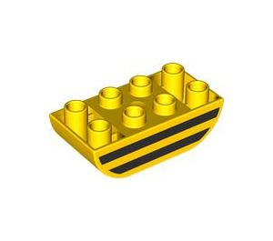 LEGO Jaune Duplo Brique 2 x 4 avec Incurvé Bas avec Noir Lines (98224 / 101581)