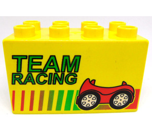 LEGO Yellow Duplo Brick 2 x 4 x 2 with "TEAM RACING" (31111)