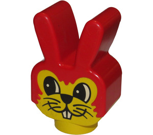 LEGO Yellow Duplo Bunny Head with Red Ears