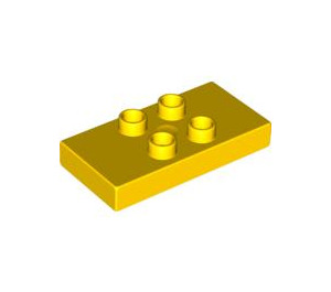 LEGO Yellow Duplo Tile 2 x 4 x 0.33 with 4 Center Studs (Thick) (6413)