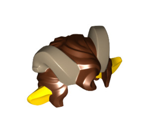 LEGO Yellow Ears and Reddish Brown Hair with Dark Tan Horns (24230)