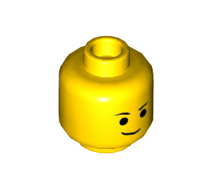 LEGO Amarillo Emmet con Lopsided Smile y No Placa en Pierna Minifigura Cabeza (Espiga sólida hueca) (3626 / 16072)