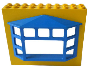 LEGO Yellow Fabuland Building Wall 2 x 10 x 7 with Blue Bay Window