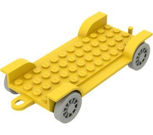 LEGO Yellow Fabuland Car Chassis 12 x 6 Old with Hitch