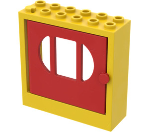 LEGO Gelb Fabuland Tür Rahmen 2 x 6 x 5 mit rot Tür