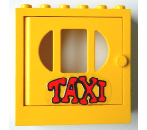 LEGO Geel Fabuland Deur Kader 2 x 6 x 5 met Geel Deur met Taxi Sticker from Set 338-2