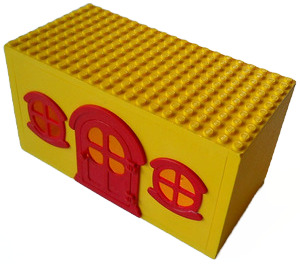 LEGO Keltainen Fabuland House Palikka jossa Punainen Ovi ja Windows