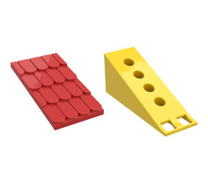 LEGO Geel Fabuland Roof Support with Red Roof Slope en geen schoorsteengat