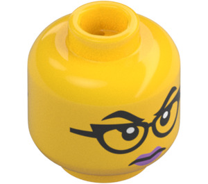 LEGO Yellow Female Crook with Pink Hair Minifigure Head (Safety Stud) (3274 / 105730)