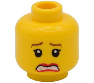 LEGO Geel Female Hoofd, Dual Sided, met Frowning & Smiling Decoratie (Veiligheids Stud) (59630 / 82131)