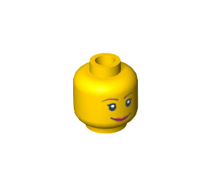 LEGO Gelb Female Kopf mit Brown Eyebrows und rot Lips (Einbau-Vollbolzen) (14750 / 82131)