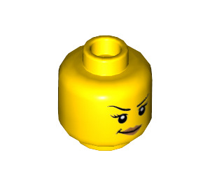 LEGO Gelb Female Kopf mit Eyelashes, Raised Eyebrow und Lopsided Smile (Einbau-Vollbolzen) (3626 / 29627)