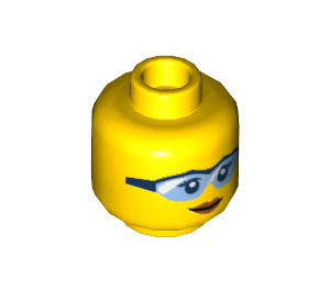 LEGO Geel Female Hoofd met Light Blauw Goggles en Lopsided Smile (Verzonken Solid Stud) (3626 / 29490)