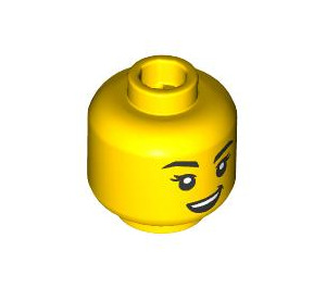 LEGO Jaune Female Diriger avec Lopsided Sourire (Goujon solide encastré) (3274 / 103210)