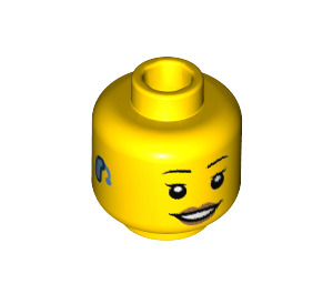 LEGO Yellow Female Head with Open Smile and Hearing Aid (Recessed Solid Stud) (3626 / 69148)
