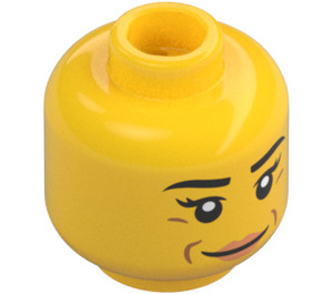 LEGO Keltainen Nainen Pää jossa Smile (Upotettu kiinteä nuppi) (3626 / 101367)